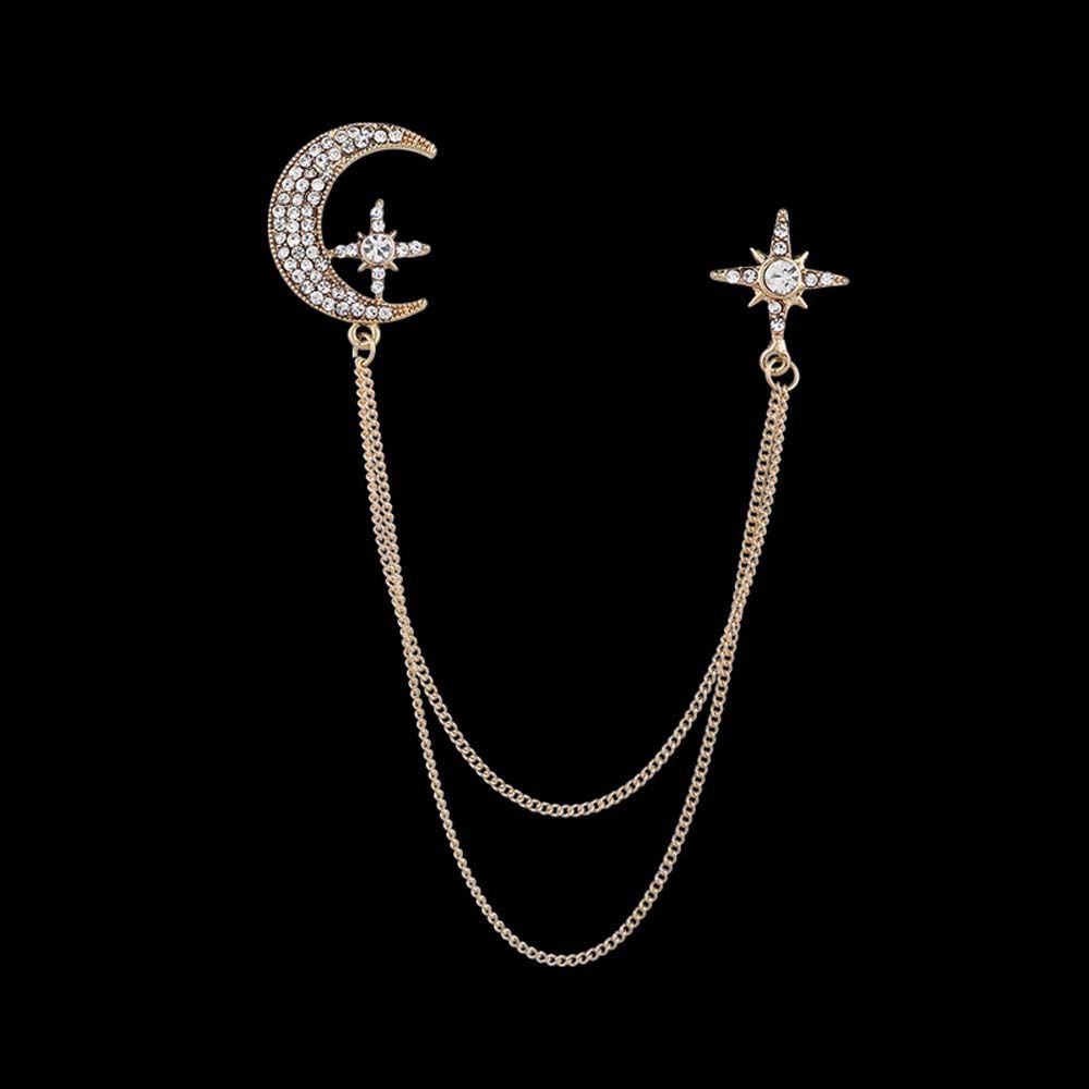 Shirt Brooch Badge Tassel Chains Women Brooches Chain Brooches Pins Star Moon Brooch Korean Style