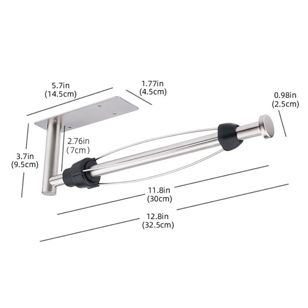 Stainless Steel Paper Roll Holder Adhesive Mount No-Drill Paper Towel Holder Wall Mounted Punch-free Kitchen Organizer