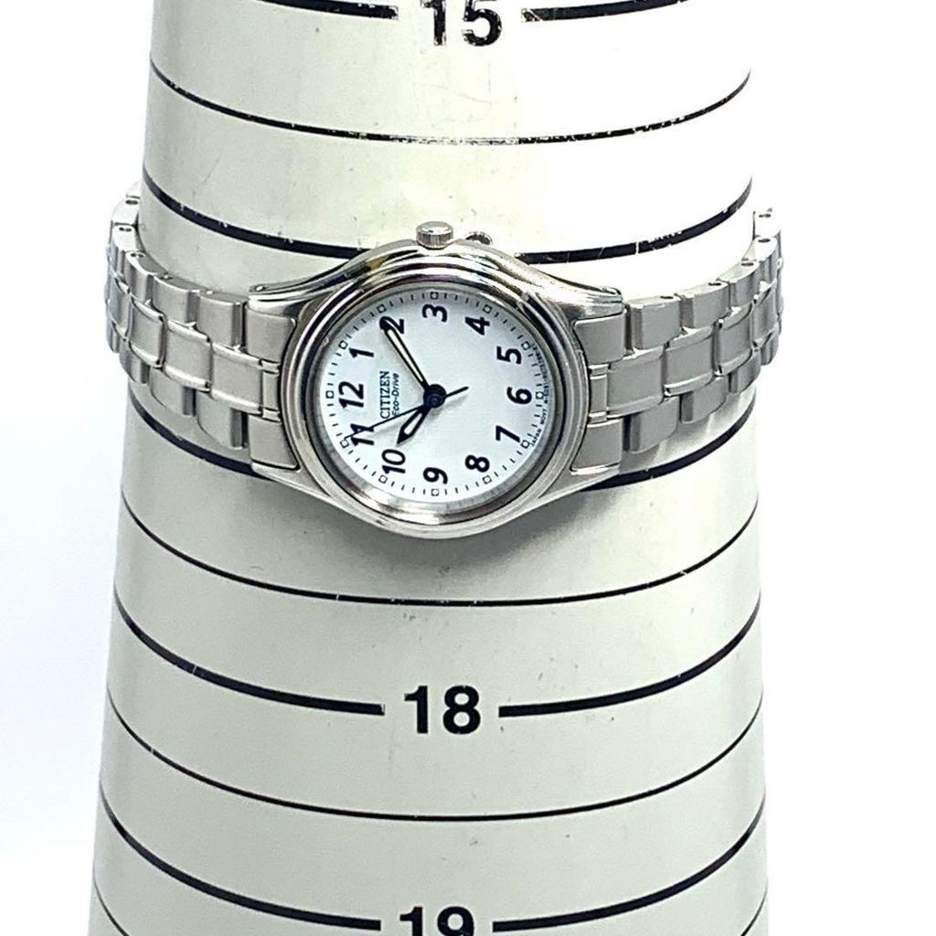 Used 759 Working Item CITIZEN Eco-Drive Women's Watch Solar Powered 3 Hands White Arabic Numerals Popular Rare E031-S048401