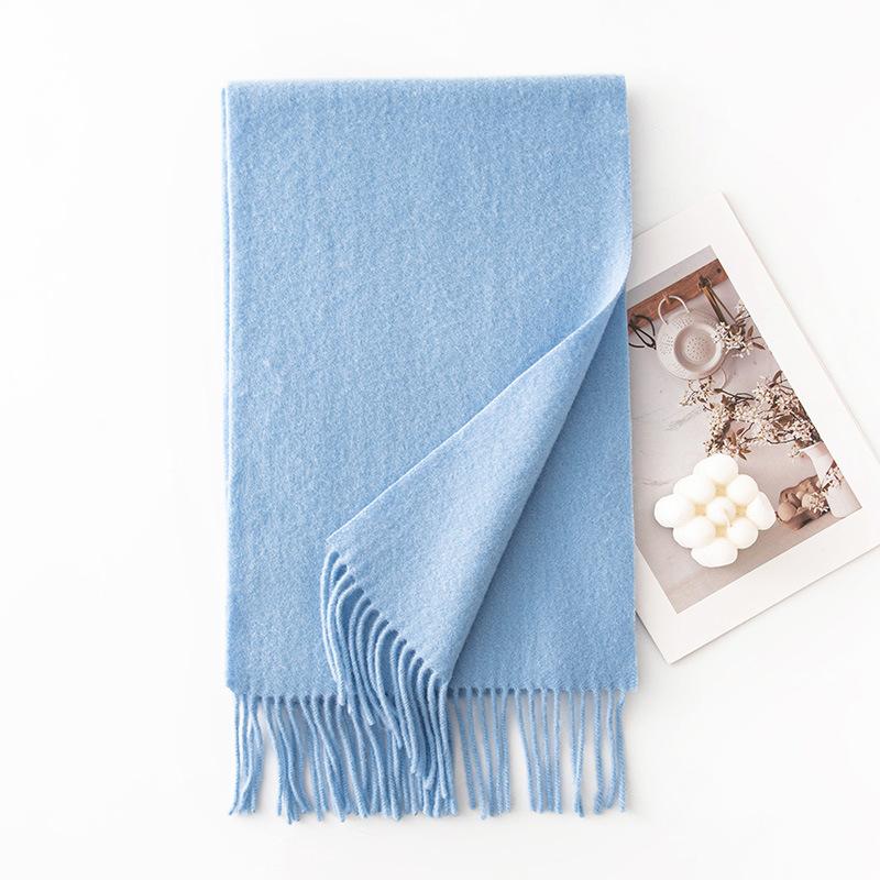 

Шарф из овечьей шерсти Осенне-зимний Утолщенный Теплый Шарф Однотонный Универсальный Теплый Модный Шарф Шаль 30*200cm