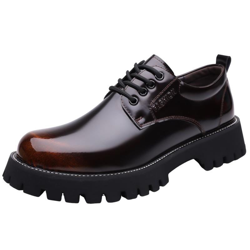 Fashion Derby Men's Leather Shoes Retro and High-quality Styles Casual Party and Business Office High Quality Thick Soled Suit New