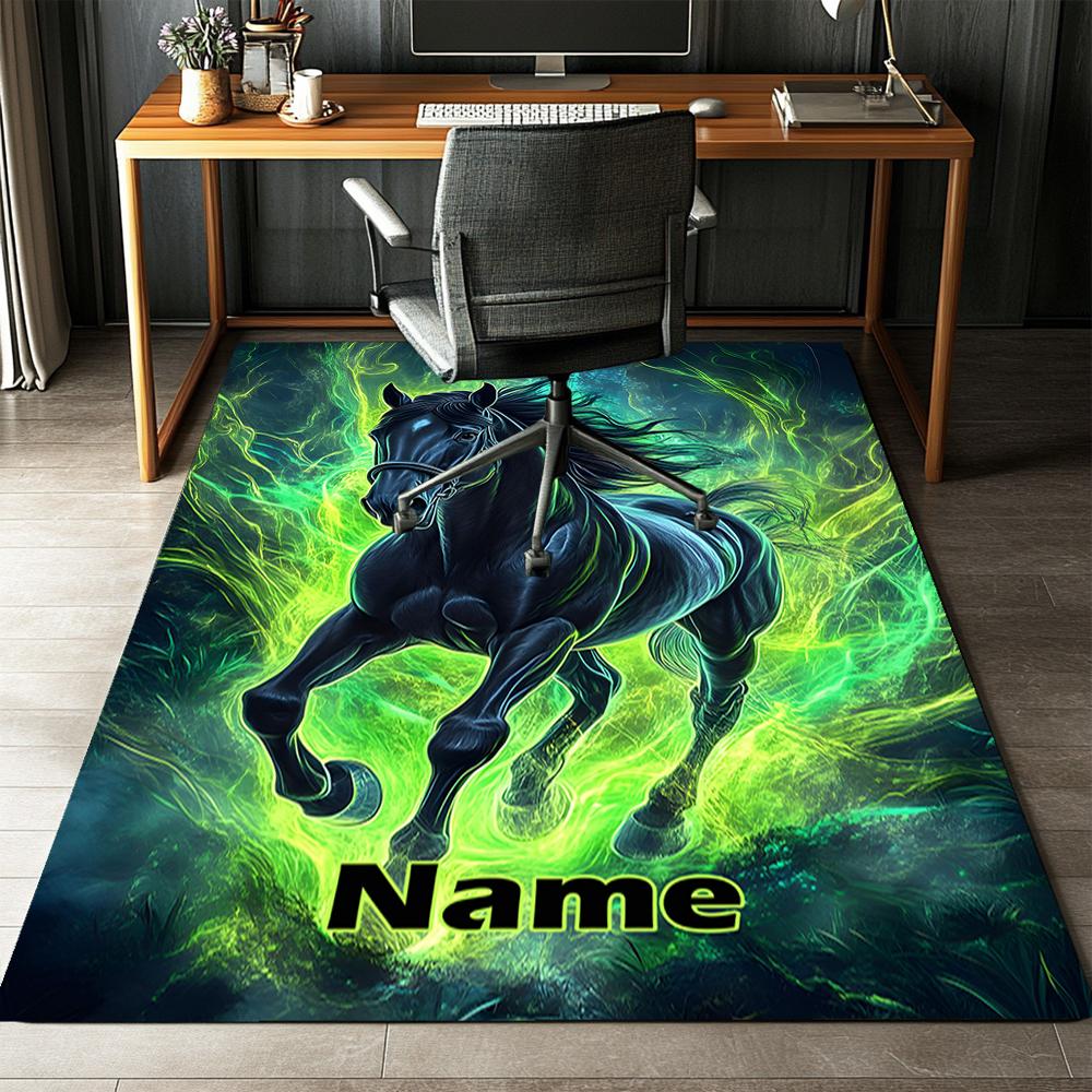 Custom Name Horse Printed Carpet,Rug for Office Chair Living Room Bedroom Kitchen Room Decor Gifts.