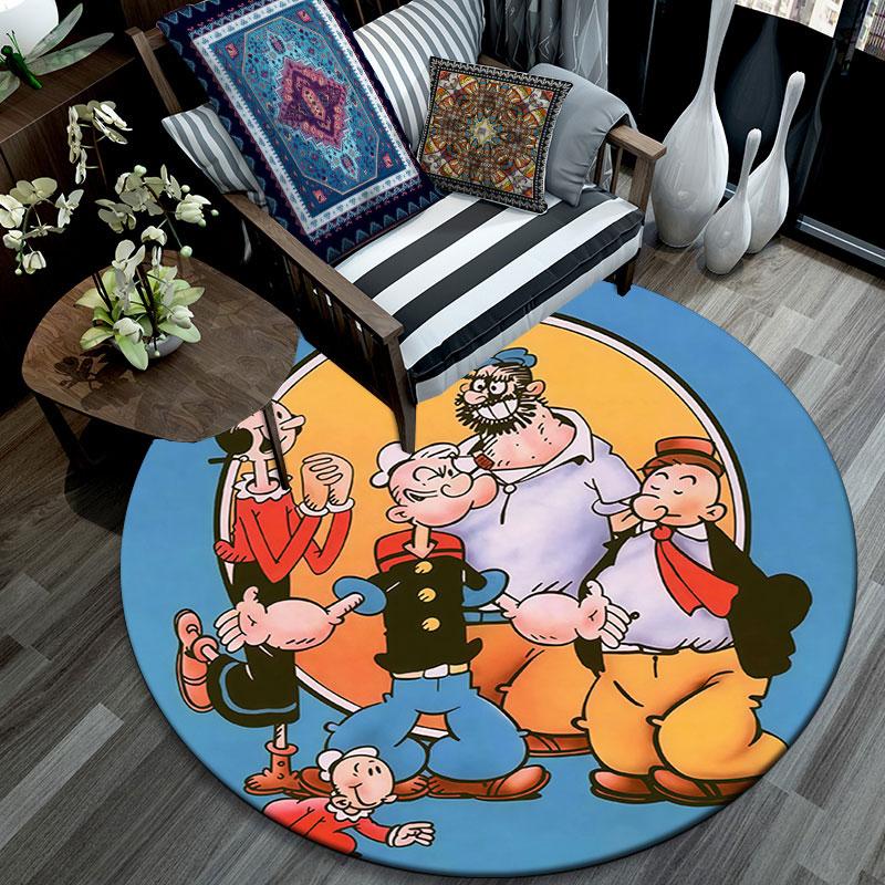 Popeye the Sailor Man,Round Area Rug,Carpet Rug for Living Room Bedroom Sofa Playroom Decor,Non-slip Floor Mat