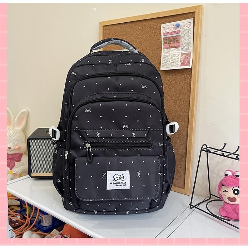 

School bag, primary and secondary school students, girls, heart polka dots, bows, allmatch new highvalue backpack for women