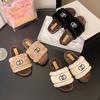 Retro Plush Embroidered Plush Slippers Women's Autumn and Winter Wear 2025 New Plush High-end Thick-bottomed Cotton Slippers