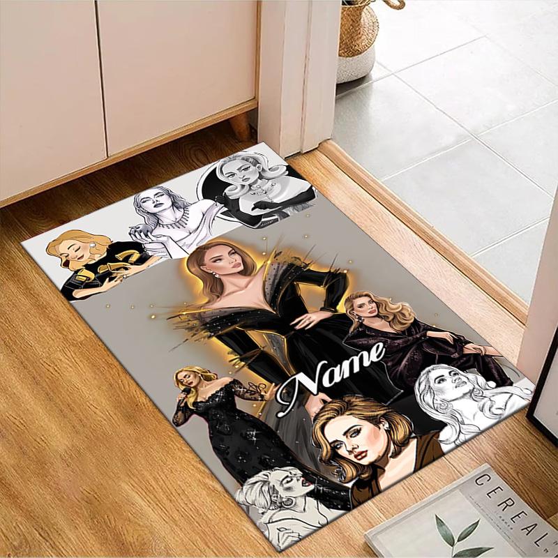 Custom Name Vibes Music Adele Rug Game Carpet, Floor Mat for Bedroom Living Room Entryway Rug, Home Decor Idea Gift for Christmas birthday