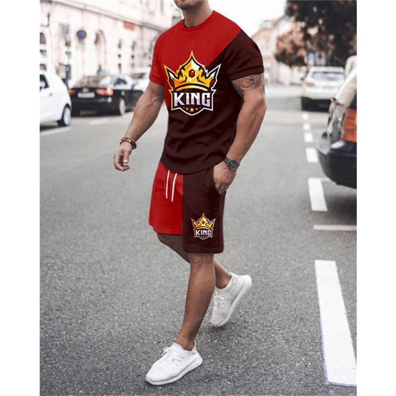 Summer Men T-shirt Sets For Male Sport Tracksuit Vintage Short Sleeve SHirt Shorts Pants Suit 3D Print Oversize Two Piece Outfit