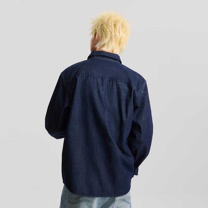 Lee Men's Standard Fit Embroidered Logo Long Sleeve Denim Shirt