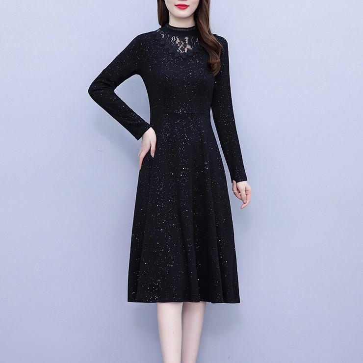 

Женское платье с пайетками больших размеров 2025: Новый дизайн средней длины с длинными рукавами 3XL (suggested weight: 140-155 lbs)