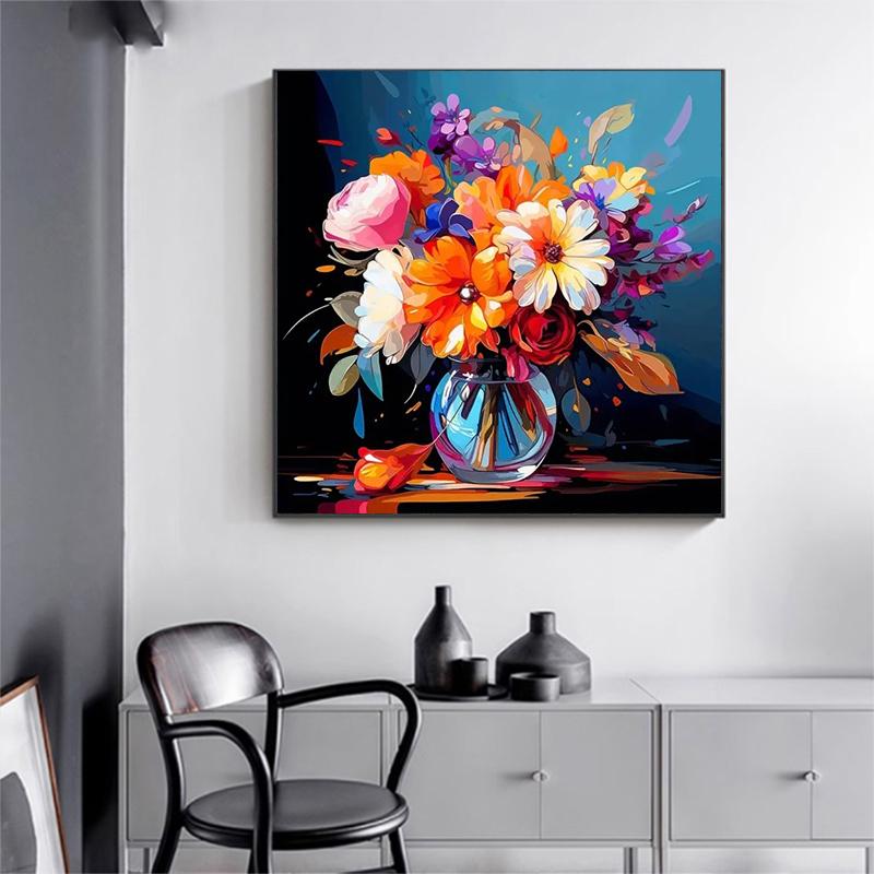 5d DIY Diamond Painting Cross Stitch Oil Painting Flower Vase Diamond Embroidery Mosaic Full Round Drill Home Decor Arts