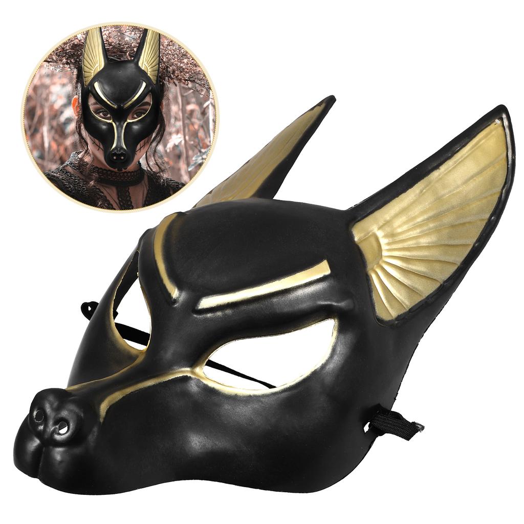 Vintage Anubis Mask Halloween Cosplay Props Plastic Masquerade Costume Accessory Party Decor