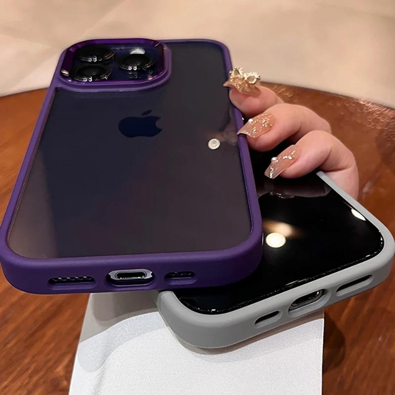 Luxury Clear Shockproof Case For iPhone 15 14 13 12 Mini 17 Pro XS Max XR X 7 8 Plus Soft Bumper Metal Camera Protection Cover
