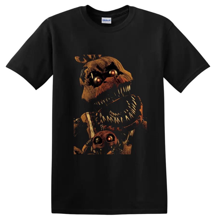 Nightmare Animatronic Horror T Shirt w/ Glowing Eyes Distressed Gothic Art Tee