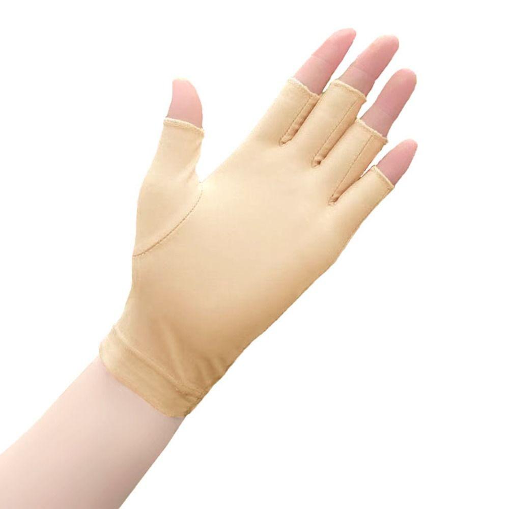 1 Pair Semi-finger Women Sun Protection Gloves Spandex Half Finger Gloves Outdoor