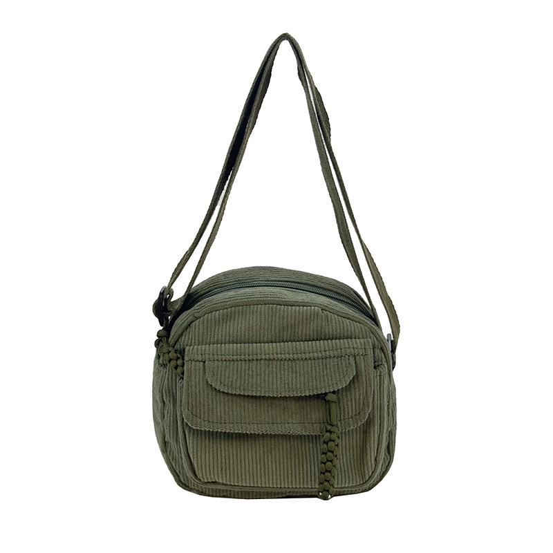 Vintage Corduroy Crossbody Bag for Students: Japanese Style, Versatile, Canvas, Small Phone Holder