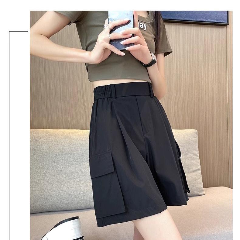 

Модные шорты-карго свободного кроя для женщин с широкими ногами и больших размеров на лето 4XL чёрный