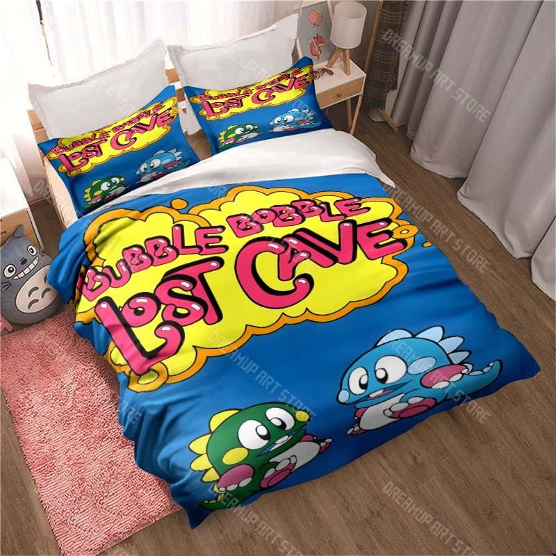 Cartoon Bubble Bobble Bedding Pillowcase Quilt Cover Bedroom Home Comfort Printing Large Bed Bedroom Decoration Children's Gift