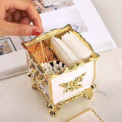 Europäische Luxus-Kunststoff-Wattestäbchen-Zahnstocherbox, Wohnzimmer, Heimdekoration, Wattestäbchen-Zahnstocher, versiegelte Aufbewahrungsbox, tragbarer Haushaltsbehälter