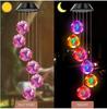Solar Seven-Color Rose Wind Chime Lamp: Outdoor Courtyard Hanging Light for Halloween Decor