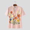 INCERUN Oversized Casual Men Lapel Short Sleeve Print Buttons Shirts