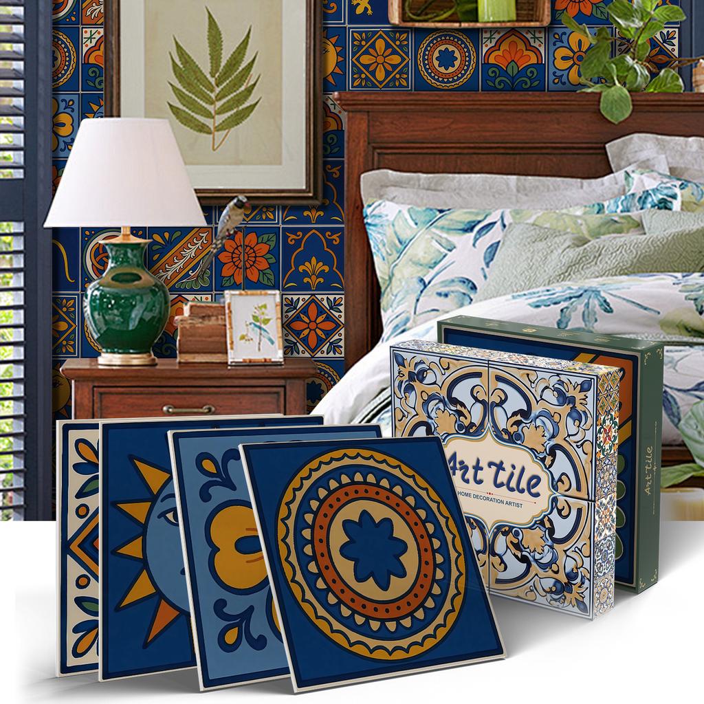 PET Foam Thickened Self-adhesive Wall Sticker, Waterproof and Anti-fouling European Mandala Wallpaper Tile Sticker for Kitchen and Bedroom