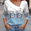 T Shirt For Women Fashion Long Sleeve Top White Floral Print Shirts And Blouses Autumn Winter Clothes For Women 2024