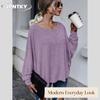 JPNTKY Moda Donna Casual Stampa Colore Unico Manica Lunga Scollo O Camicette & Camicie