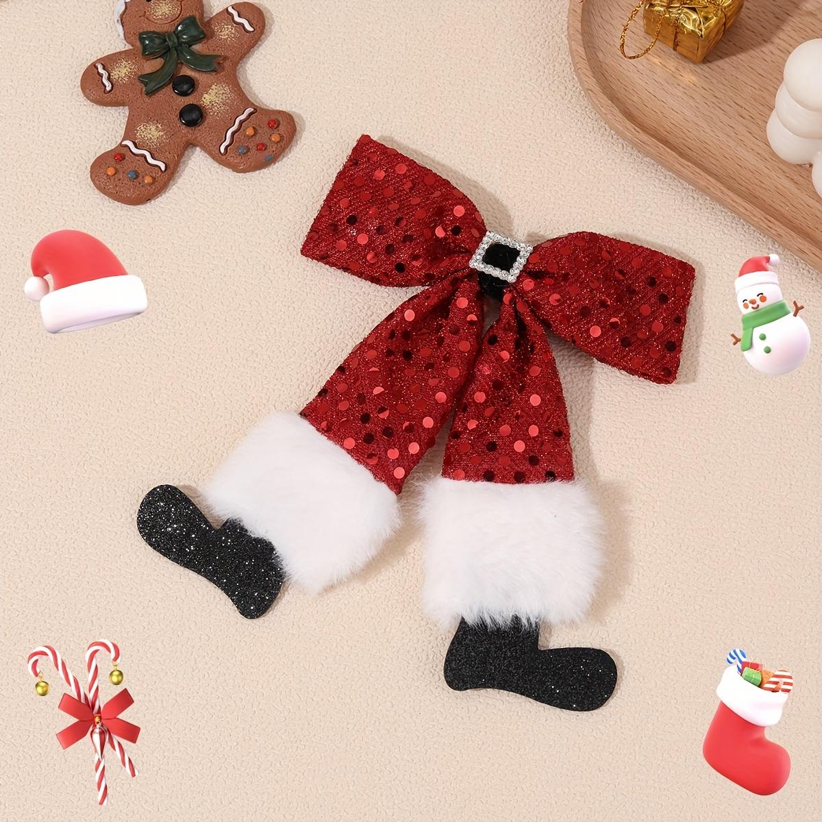 1Pc Red Christmas Bow Hair Clip, Suitable For Santa Claus Belt And Shoe Themed Bow Hair Clips, Large Bow Hair Accessory, Suitable For Christmas красный