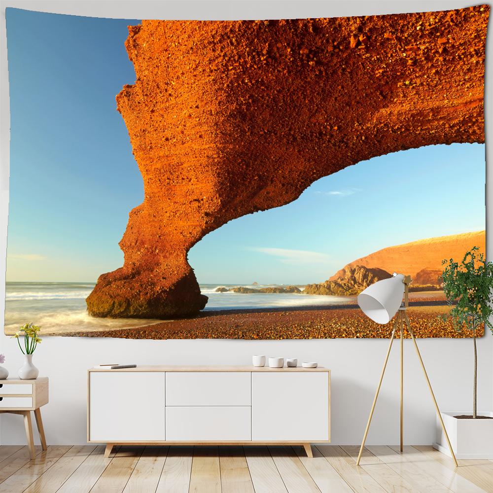 

3D настенный гобелен Пейзаж Искусство Таинственная пещера Океан Настенный гобелен Триповый настенный гобелен Комната Фон Ткань Украшение W150xH130cm