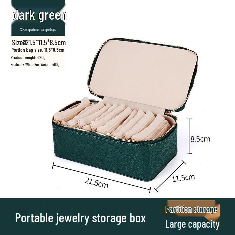Custom Portable Travel Jewelry Storage Box - 12-Compartment Organizer for Earrings & Studs