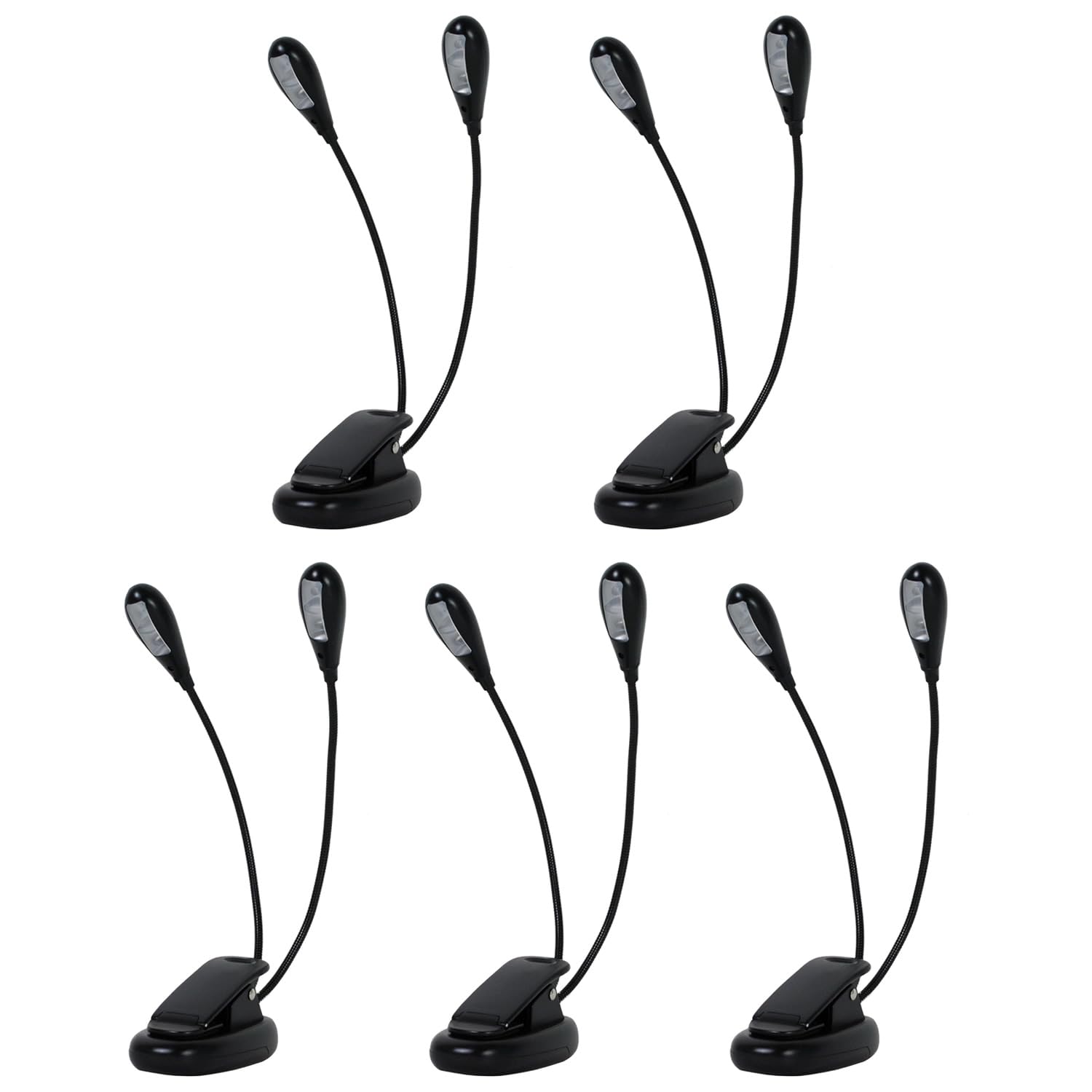 

KC Kyoritz Music Stand Light, Gooseneck Type, 4 LEDs (2 LEDs x 2 LEDs), Adjustable Brightness, Black, KML-02BK, Set of 5 [Includes Test Lamp]