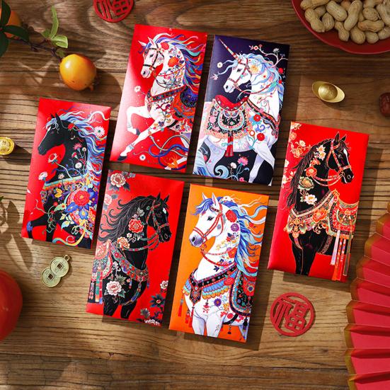 6 Pcs Chinese New Year Red Envelope 2026 Year of The Horse Lucky Money Red Packets Hong Bao for Spring Festival Birthday