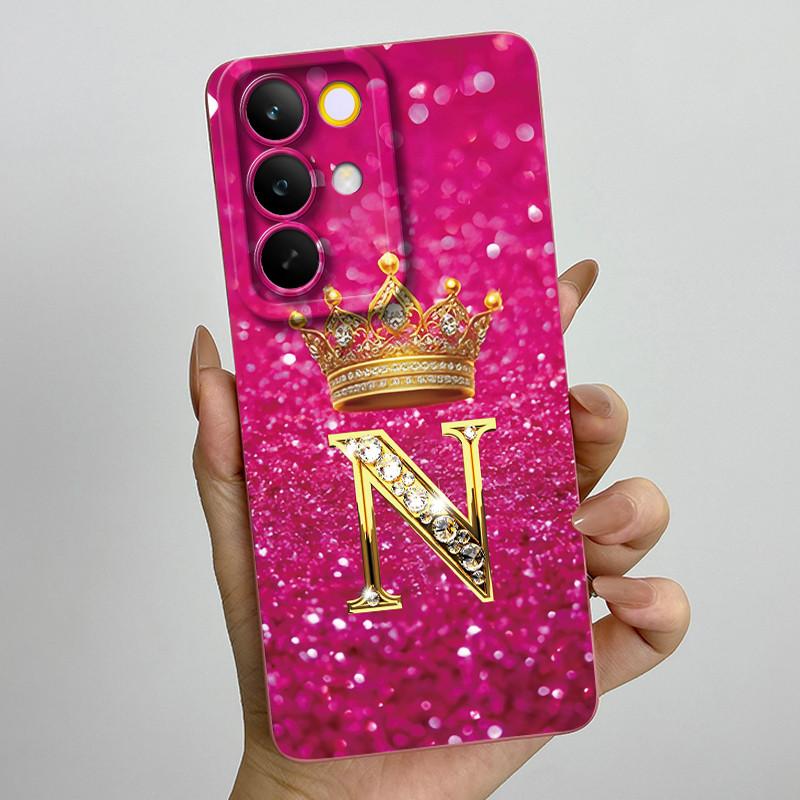 For Realme C85 Pro 2025 Crown Initial Letter Couple Phone Case RealmeC85 Pro 4G RMX5555 Soft Silicone TPU Lens Protective Casing