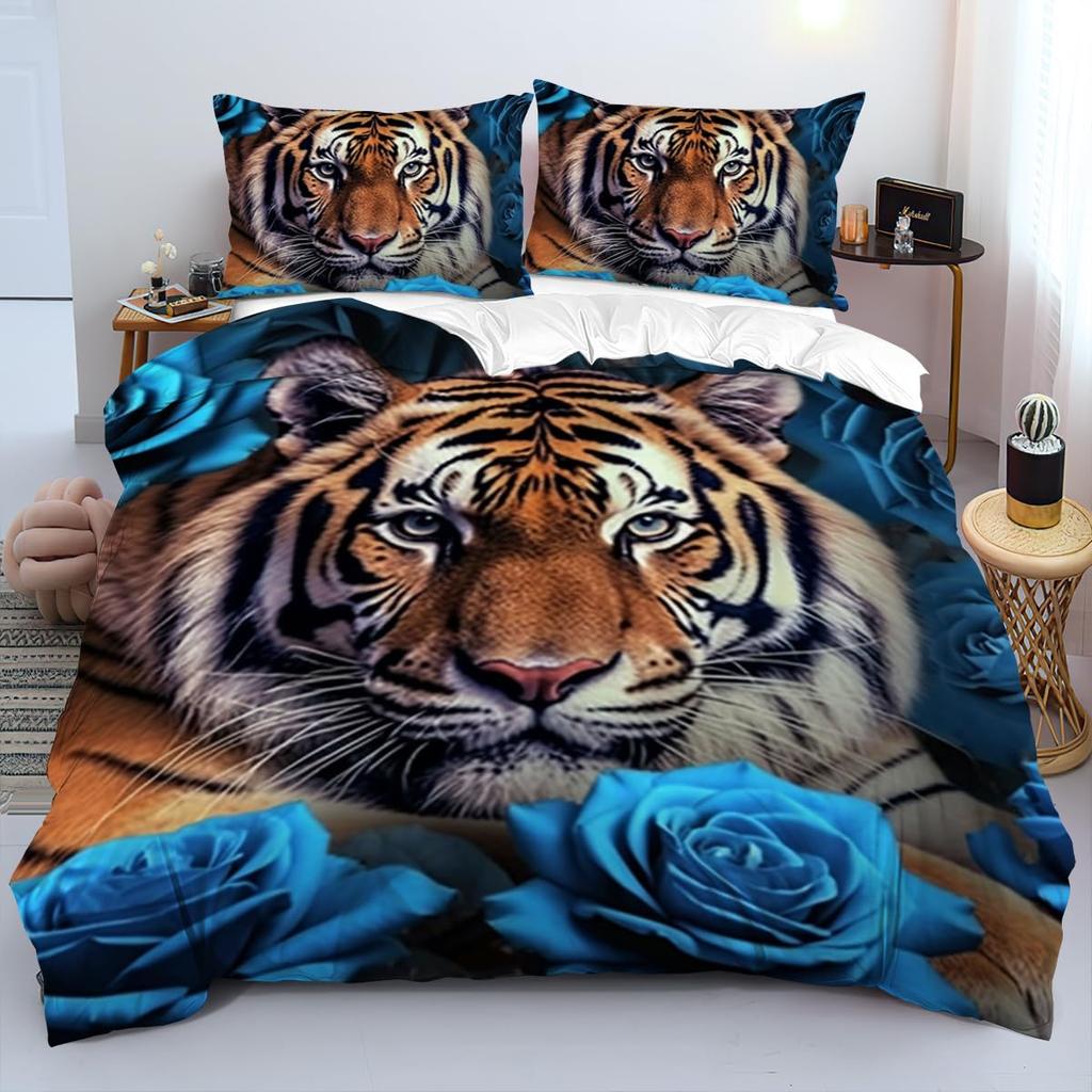 Comforter Tiger And Flowers S For Teens Queen Lightweight S Woodland Wildlife Romantic Bedding Set Bedroom Decor