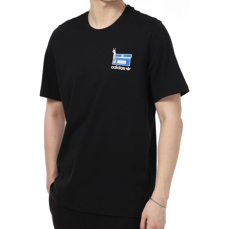 Adidas T Shirts Men's Black Crew Neck Moderate Straight Fit GN2148
