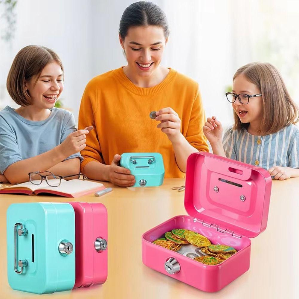 Metal Money Safe Case with Key Lock Box Creative Lockable Cash Box Store Use