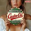 Vintage Retro Wakefield Castor Oil Metal Tin Sign Farmhouse Wall Decor