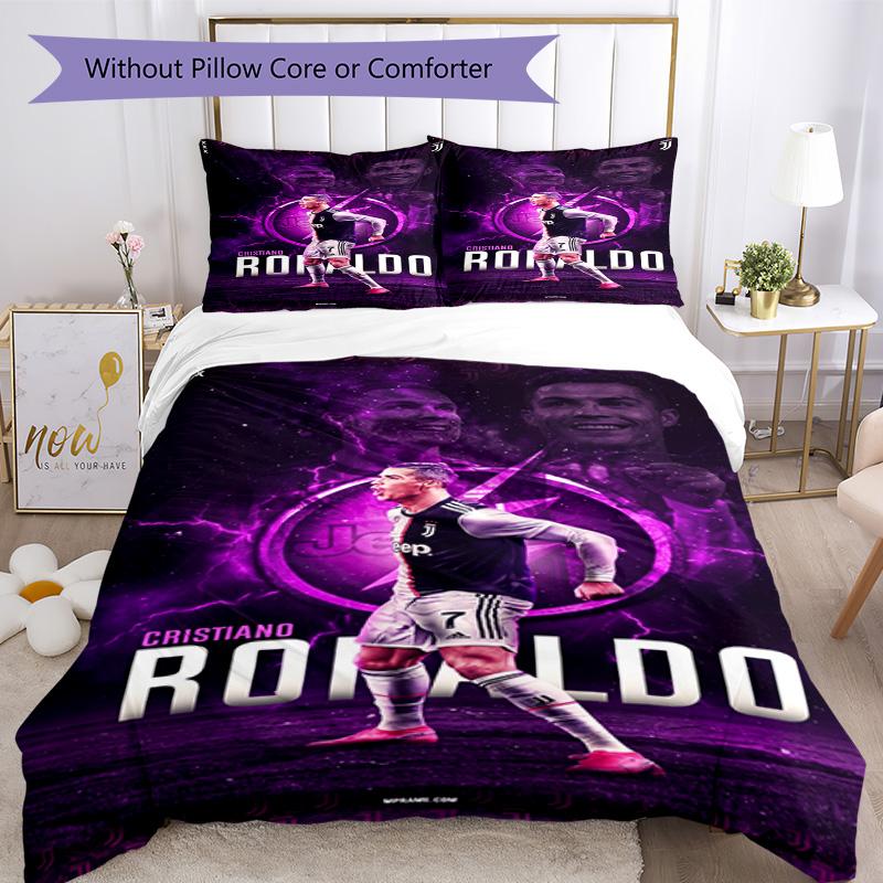 Cristiano Ronaldo Bedding Set Breathable Duvet Cover with Pillowcases Decorative Bed Linen for Bedroom Home Decoration Birthday Gift