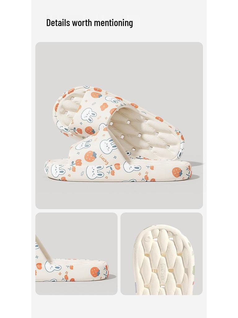 Women's Leakproof Cartoon Print Quick-Dry Slippers - Anti-Slip Soft Sole Sandals for Summer