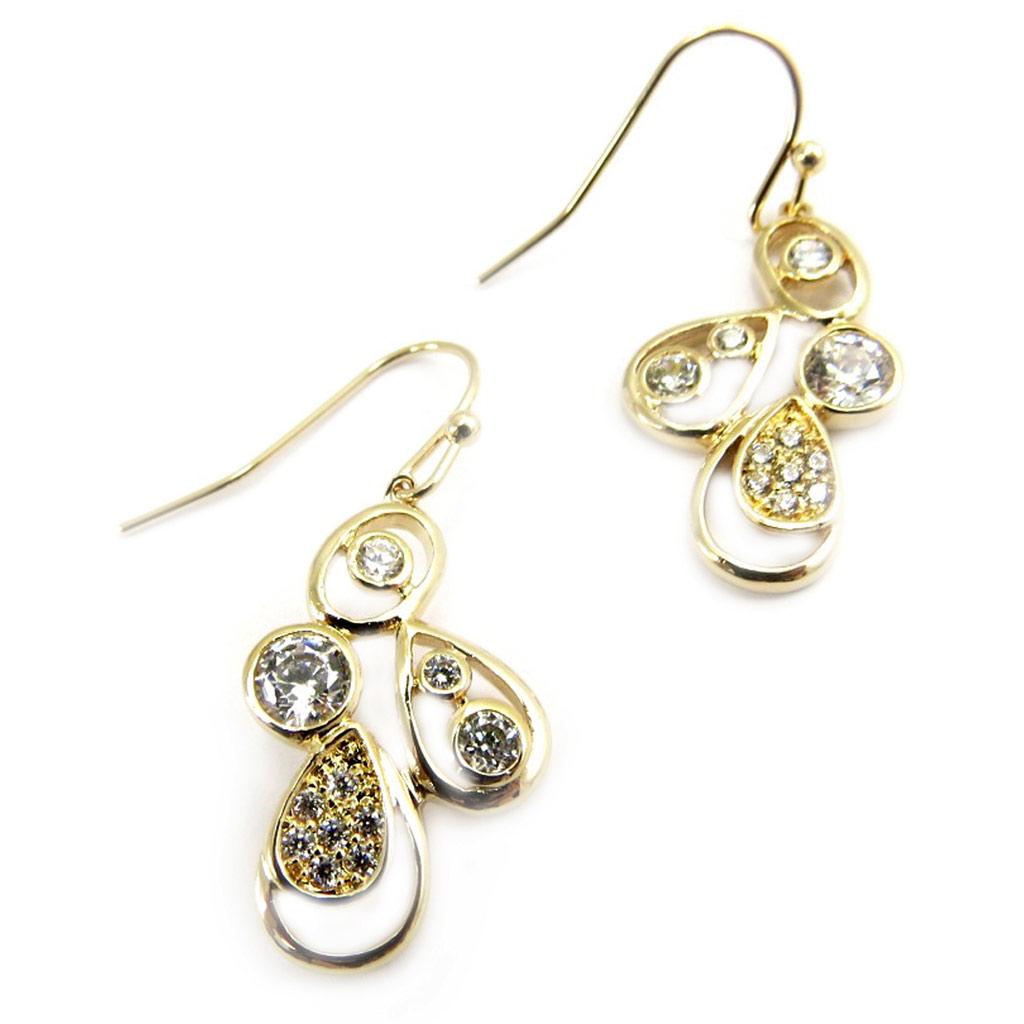 Les Trésors De Lily [L3044] - Gold Plated 'Sissi' White Gold Earrings - 35x15 Mm