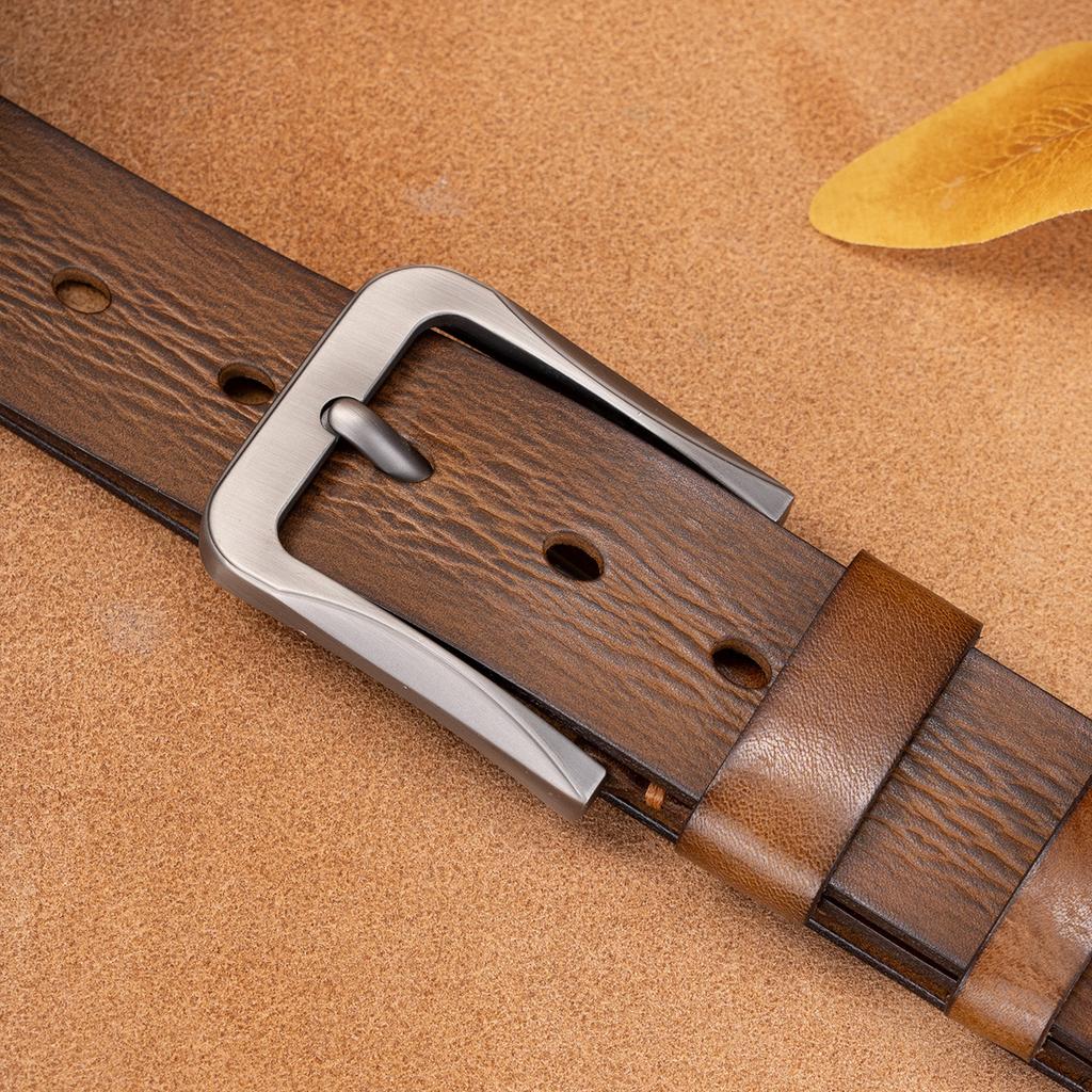 Belt First Layer Cowhide Genuine Leather Versatile Tree Paste Leather Pin Buckle Retro Belt Middle-Aged And Young Men'S Belt