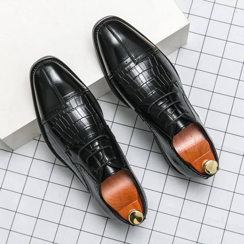Men Derby Shoes Lace-up Business Men Shoes Black Brown Pu Shoes for Men with  Size 38-48 Mens Dress