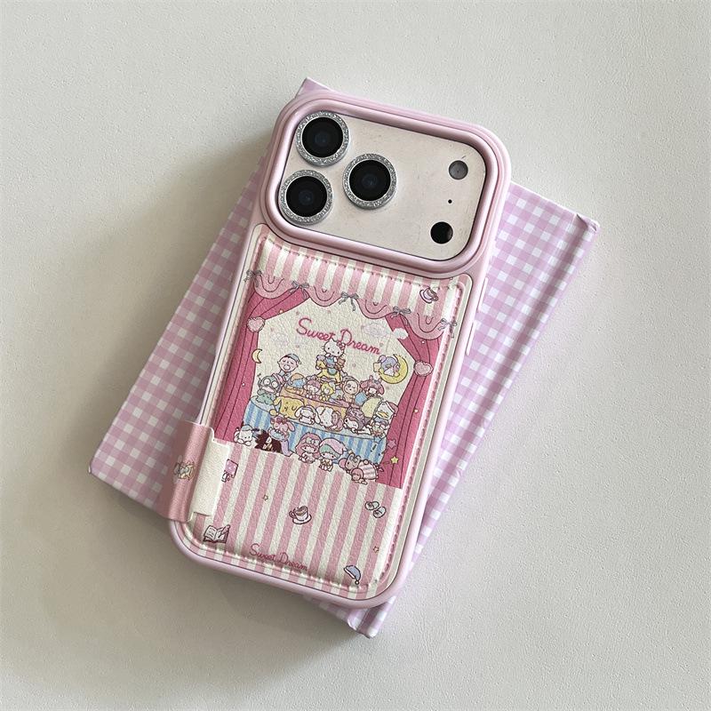 

Милый розовый полосатый чехол Sanrio для вечеринки на iPhone 17/16 Pro Max/15/14 для девочек iPhone 14 Pro