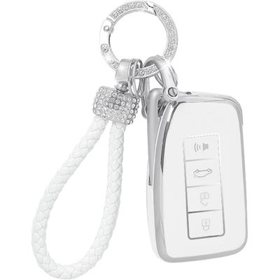 Key Fob Cover with Bling Lanyard, Key Fob Case Car Key Protector Compatible with Lexus RX IS ES GS LS NX RS GX LX RC LC Soft TPU Smart Key Holder 2 3