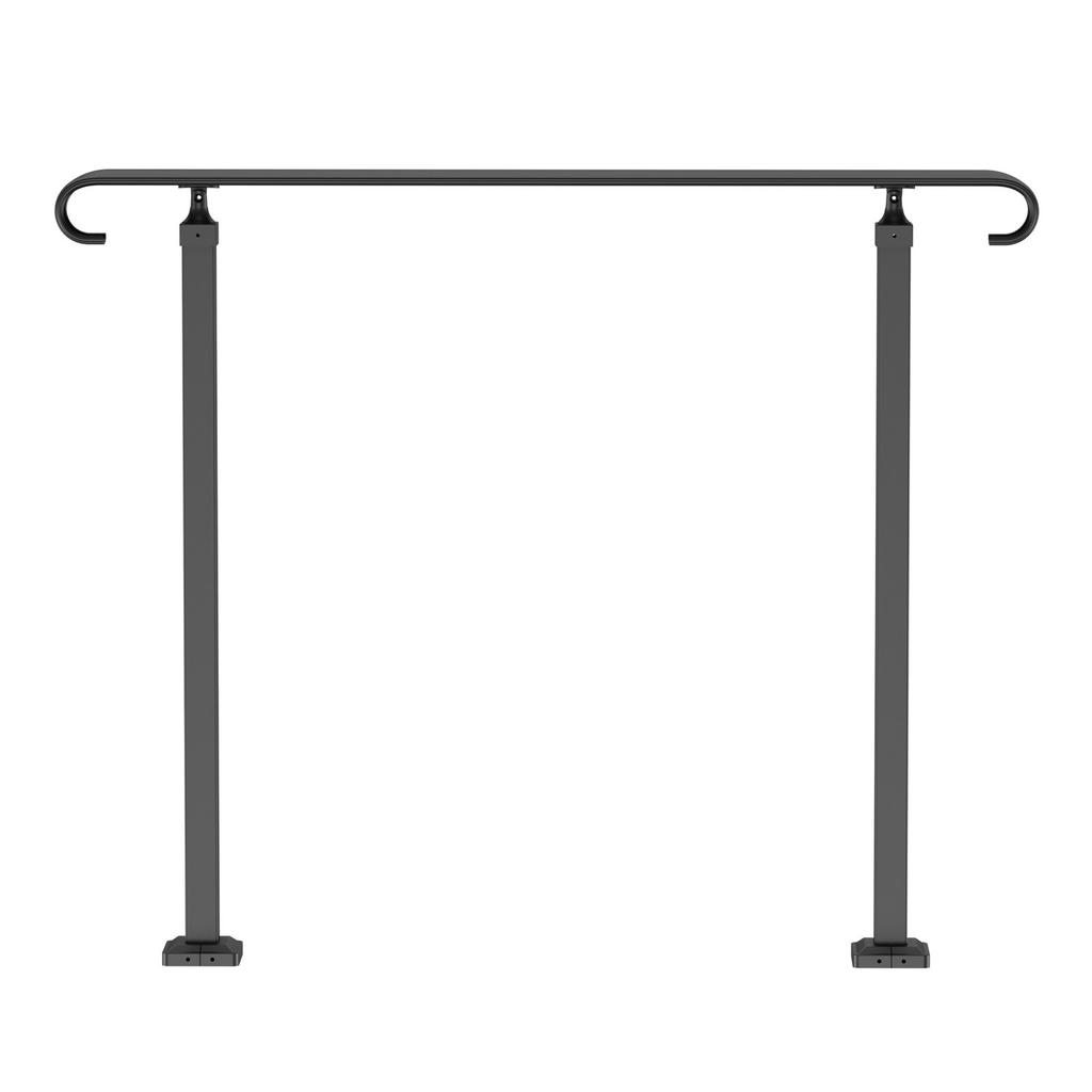 VEVOR Wrought Iron Handrail, Fit 2 or 3 Steps Outdoor Stair Railing, Adjustable Front Porch Hand Rail
