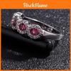 Stunning Ruby Right Hand Ring Silver Eternal Bridal Band For Women