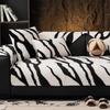 1pc Zebra Stripe Plush Sofa Cover - Warm, Thick, and Cozy Couch Slipcover All-Season Furniture Protector for Bedroom, Office, Living Room Decor