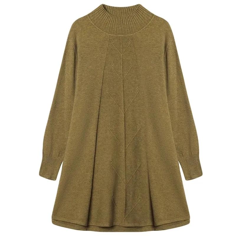 Podzim Zima Ženy Polodlouhé až dlouhé svetry Pulovr Polovysoký výstřih Teplý spodní díl Košile stahovací Středně dlouhý pletený svetr Dámské topy