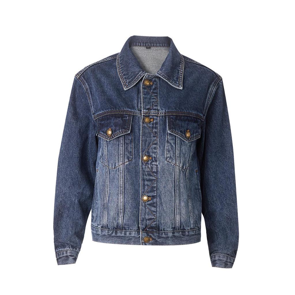 Vintage Washed Denim Jacket - Retro Loose Fit for Autumn/Winter