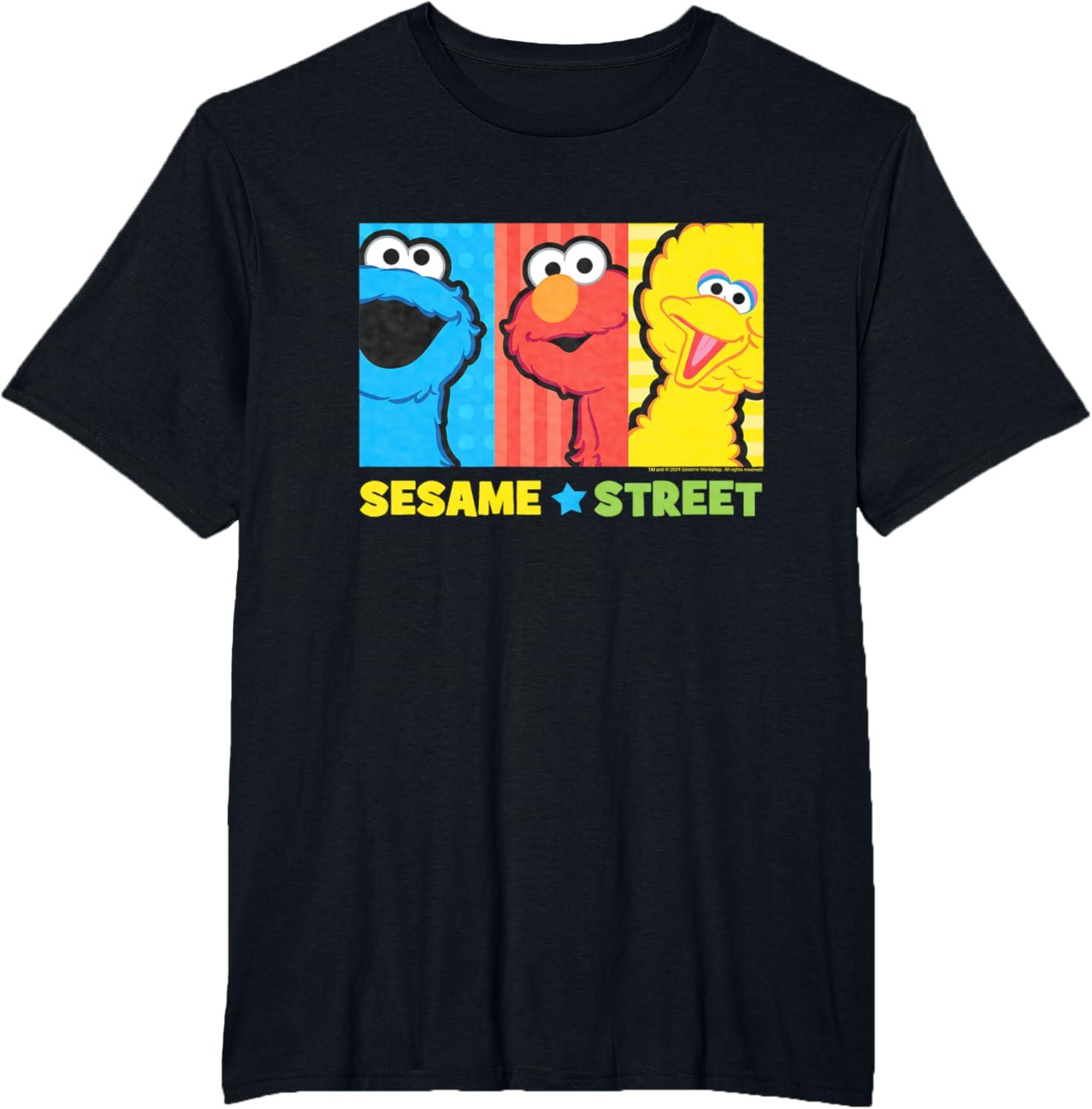 Sesame Street Womens Sesame Street Elmo Big Bird Cookie Monster T-Shirt Cotton Tees Short Sleeve T Shirt O Neck S разноцветный
